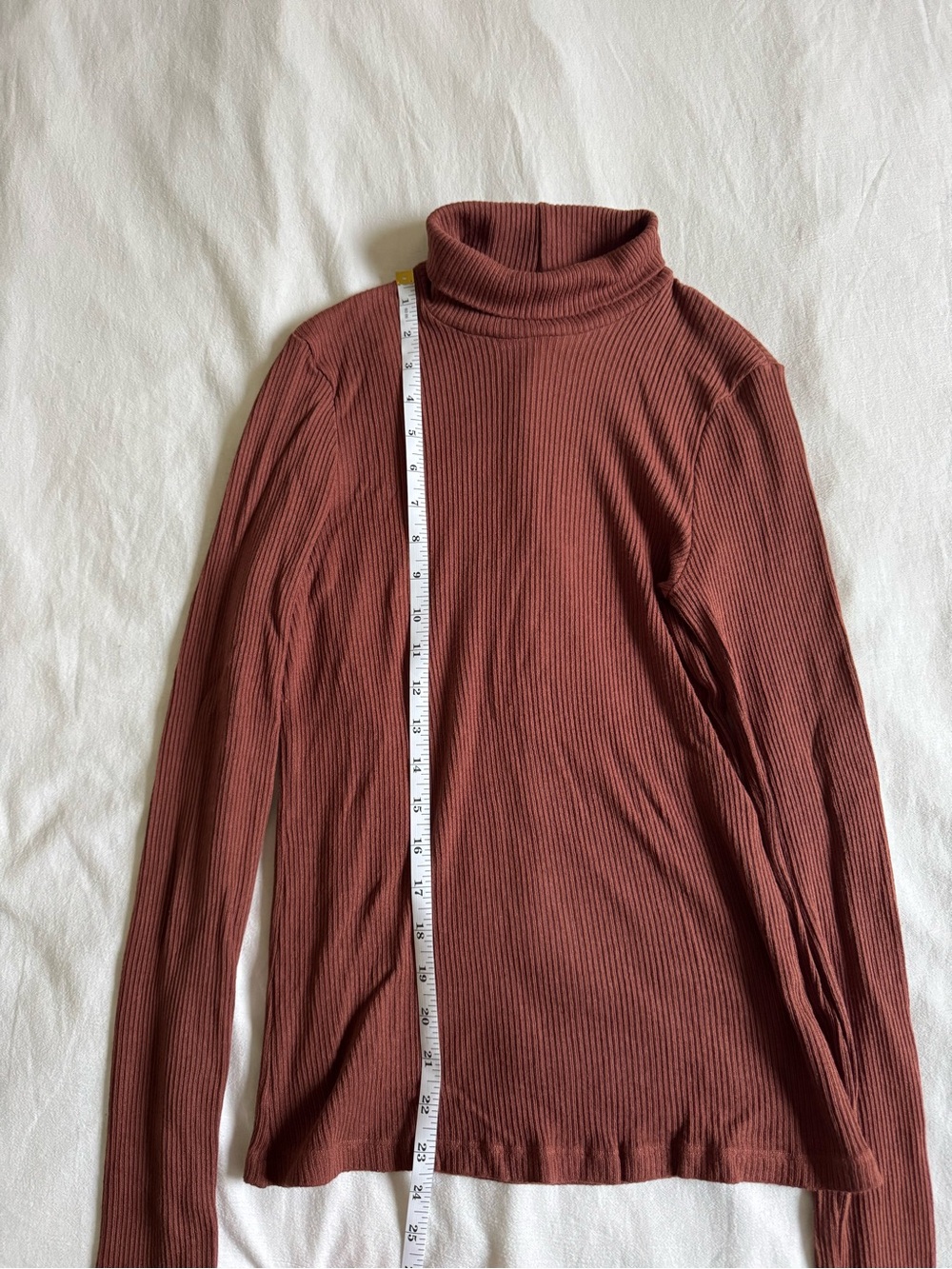 LACAUSA Rust Ribbed Mock Neck Top - Picture 7 of 8